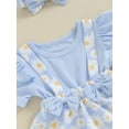thumbnail image 6 of Nygoyerh Toddler Baby Girls Summer Sweet Dress Short Sleeve Flower Print Bow Patchwork A-line Dress Kids Casual Princess Dress with Headband Cute Fashion Outfit 6M-4T, 6 of 8