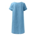 thumbnail image 5 of Womens Summer Dress Women's Solid Denim Midi Dress V Neck Short Sleeve Lightweight Casual Summer Outfit Soft Stretchy Comfortable Daily Wear Mini Light Blue XL, 5 of 5