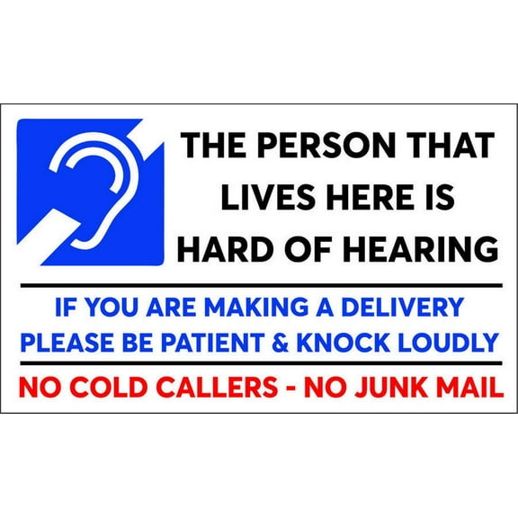 Delivery Metal Sign for the hard of hearing, no cold callers window/door signs Size: 8 x 12 Inch