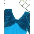 thumbnail image 4 of iiniim Kids Girls Classic Long Sleeves Leotard for Gymnastics Ballet Dance Velvet Splice Bodysuit Lake Blue 110, 4 of 7