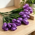 thumbnail image 6 of Beforeyayn 2PC Artificial Simulation Flower 6-Forked Orchid Tulips, Vibrant colors for office or dining table accent., 6 of 6