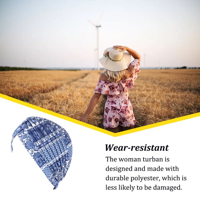 Bonnet Réutilisable en Polyester Pliable Décoratif pour Femmes Intérieur Extérieur Marche Travail Bleu Foncé Floral