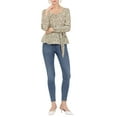thumbnail image 2 of Allegra K Women's Floral Long Sleeve Square Neck Peplum Blouse with Belt, 2 of 6