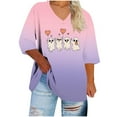 thumbnail image 2 of Heisall Womens T-shirts Halloween Print V-Neck 3/4 Sleeve Loose Plus Size Casual Fashion Daily Wear Tops, 2 of 4