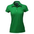thumbnail image 2 of A2Y Women's Basic Casual 4-Button Junior-Fit PK Ring Spun Cotton Pique Polo Shirt Kelly Green L, 2 of 6