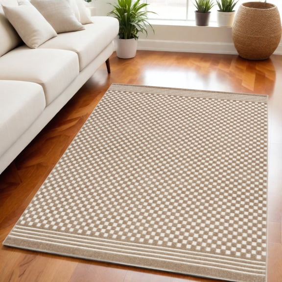 5' X 7' Brown Geometric Area Rug