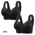 thumbnail image 2 of FAIWAD 2 Pcs Snap Front Bras for Women Solid Color Breathable Embroidered Lace Wirefree Plus Size T-Shirt Bras, 2 of 9