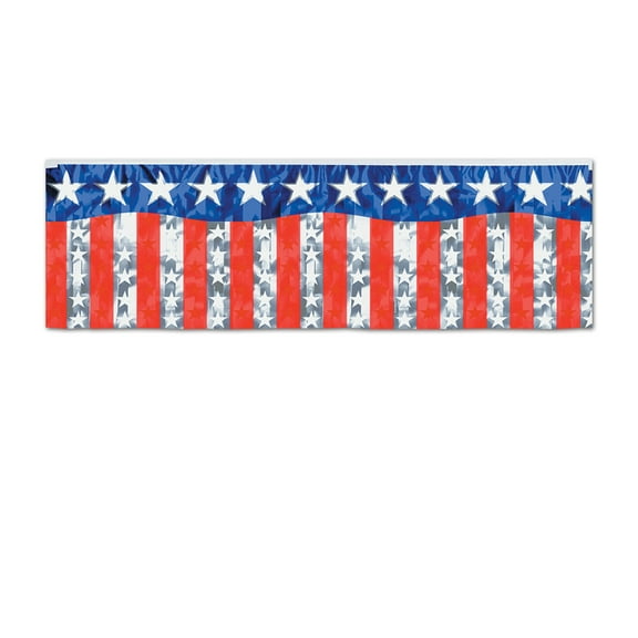 Fr Met Stars & Stripes Fringe Banner 14" X 4' - 12 Pack (1 Per Package)
