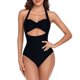 thumbnail image 1 of Gibobby Trajes de Baño Mujer 2023 traje de baño de mujer sólido vientre abierto traje de baño escote Sexy(Negro,XL), 1 of 2