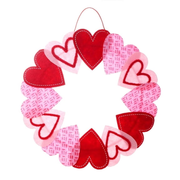 MANNYA 16 Inch Valentine's Day Wreath Felt Love Heart Wreath Front Door Farmhouse Decor