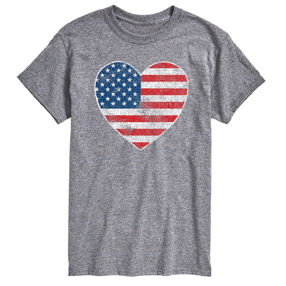Instant Message - USA Flag Heart Short Sleeve Graphic T-Shirt