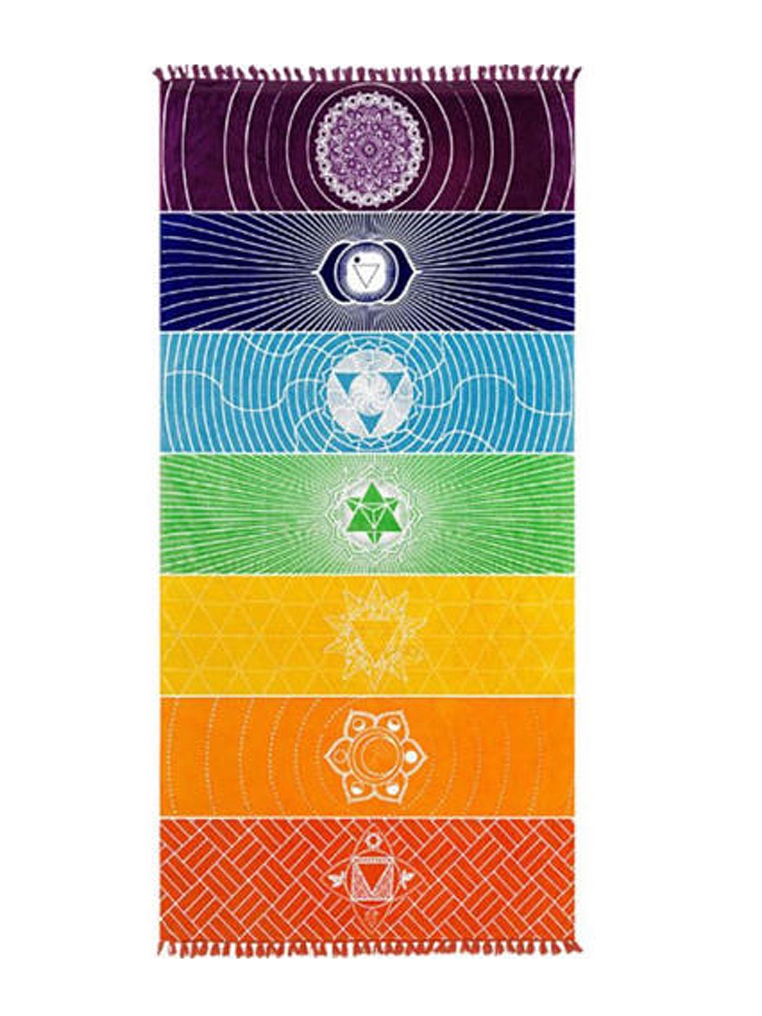 Rainbow Chakra Towel Yoga Mat Sunscreen Shawl Tapestry Hippy Boho Gyps Colorful 