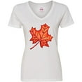 thumbnail image 3 of Inktastic Red Canadian Maple Leaf Women's V-Neck T-Shirt, 3 of 5