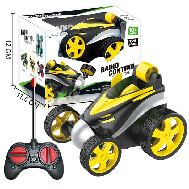 Coches RC, juguetes para niños de 3 a 10 años, minicoches acrobáticos RC giratorios de 360°, regalos de cumpleaños, amarillos