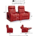 thumbnail image 2 of Seatcraft Luminis LT Zero-Gravity Heat & Massage Italian Leather Home Theater Seating w/Wireless Charging Wedge Console Table, Power Headrest, Power Recline, Row of 2, Red, 2 of 9