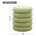 thumbnail image 3 of Tcbosik Storage Ottoman, 15" Modern Round Footrest with Tray Top, Upholstered Teddy Footrest for Living Room, Bedroom, Hallway, Space Saving, Light Green, 3 of 7