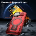 thumbnail image 6 of for iPhone 14 Case with Metal Camera Cover Bracket, [Compatible with MagSafe] [Built-in Kickstand] [Military-Grade Protection] Heavy Duty Magnetic Case for iPhone 14, Red, 6 of 6