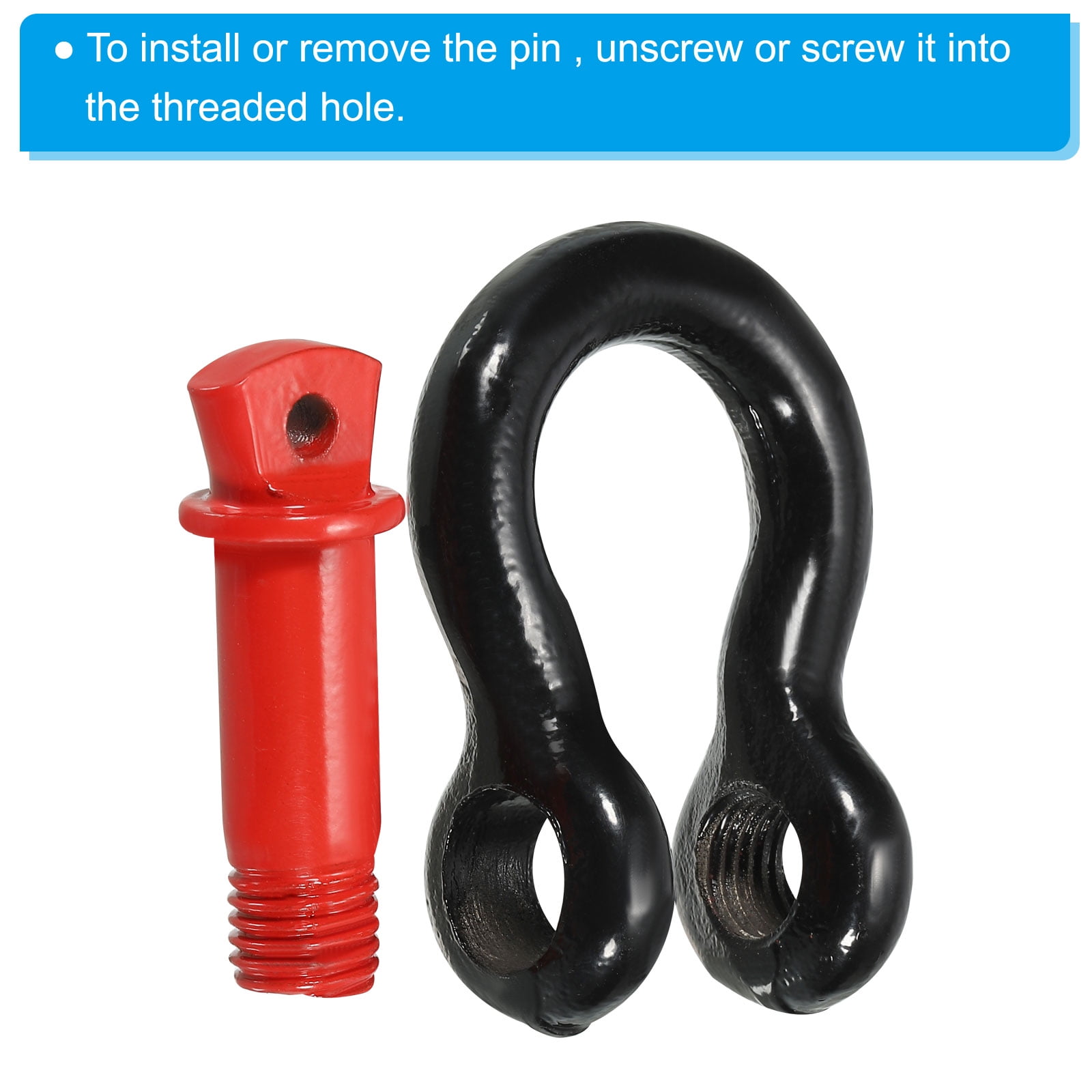 Uxcell Screw Pin Shackle Carbon Steel D Ring Shackle for Towing Rigging 1/2' Black Red