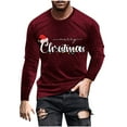 thumbnail image 3 of UVEASISHA Soldes de Noël T-Shirts de Noël pour Hommes Grande Taille Manches Longues T-Shirts Graphiques Xmas Hauts Imprimés Col Rond Extensibles Ajustés Tee Muscle Vin m, 3 of 6