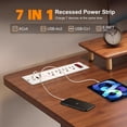 thumbnail image 4 of 20W PD USB C Recessed Power Strip Desktop Power Socket 4 Outlets 3 USB (PD20W&QC18W) Mountable Flat Plug Charging Station for Countertop Cabinet Desk ETL Listed, 4 of 5