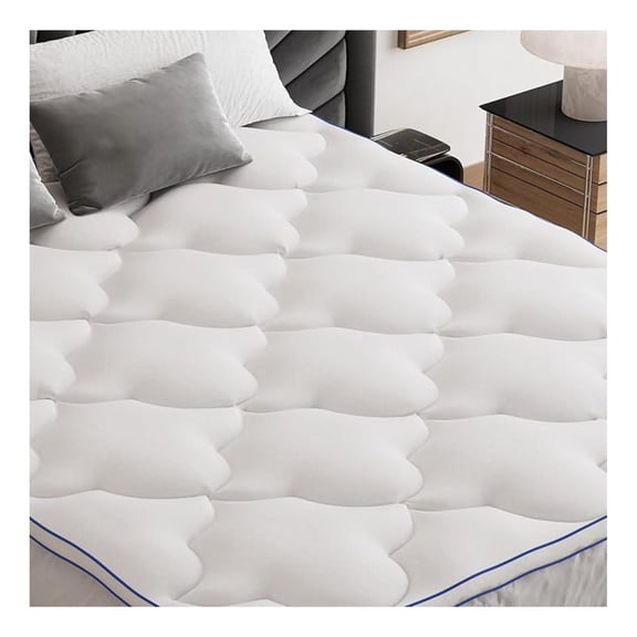 Pillow Top Mattress Topper California King Size, Mattress Pad Cover with 8-21 Inch Deep Pocket, Bed Mattress Protector for Back Soft Overfilled Down Filling, White