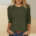 thumbnail image 2 of bnaln Womens Tops Casual 3/4 Sleeve T-Shirts Round Neck Corduroy Shirts Tunic Tops Basic Tees Blouses Loose Fit Pullover Trendy Dressy Blouse Spring Summer Shirts Blouses Going Out Tops, 2 of 6