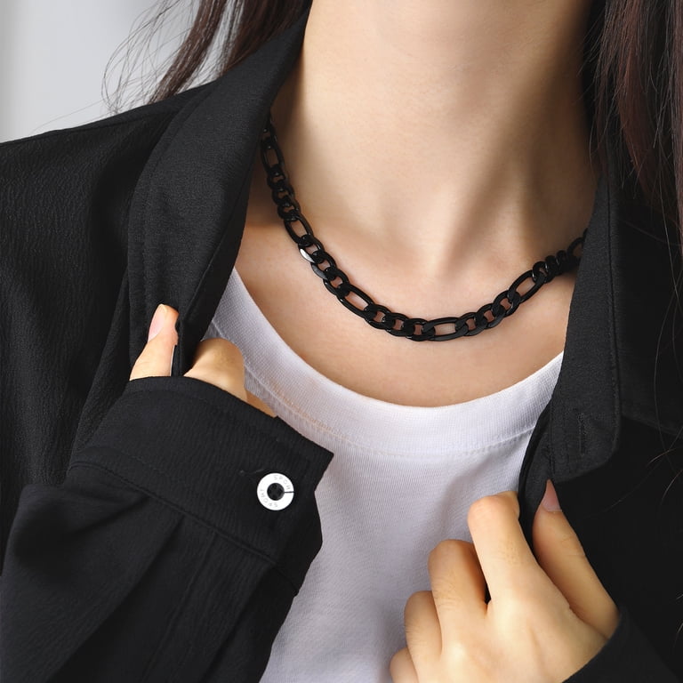 Suplight Figaro Chain Necklace, Black Stainless Steel photo 2