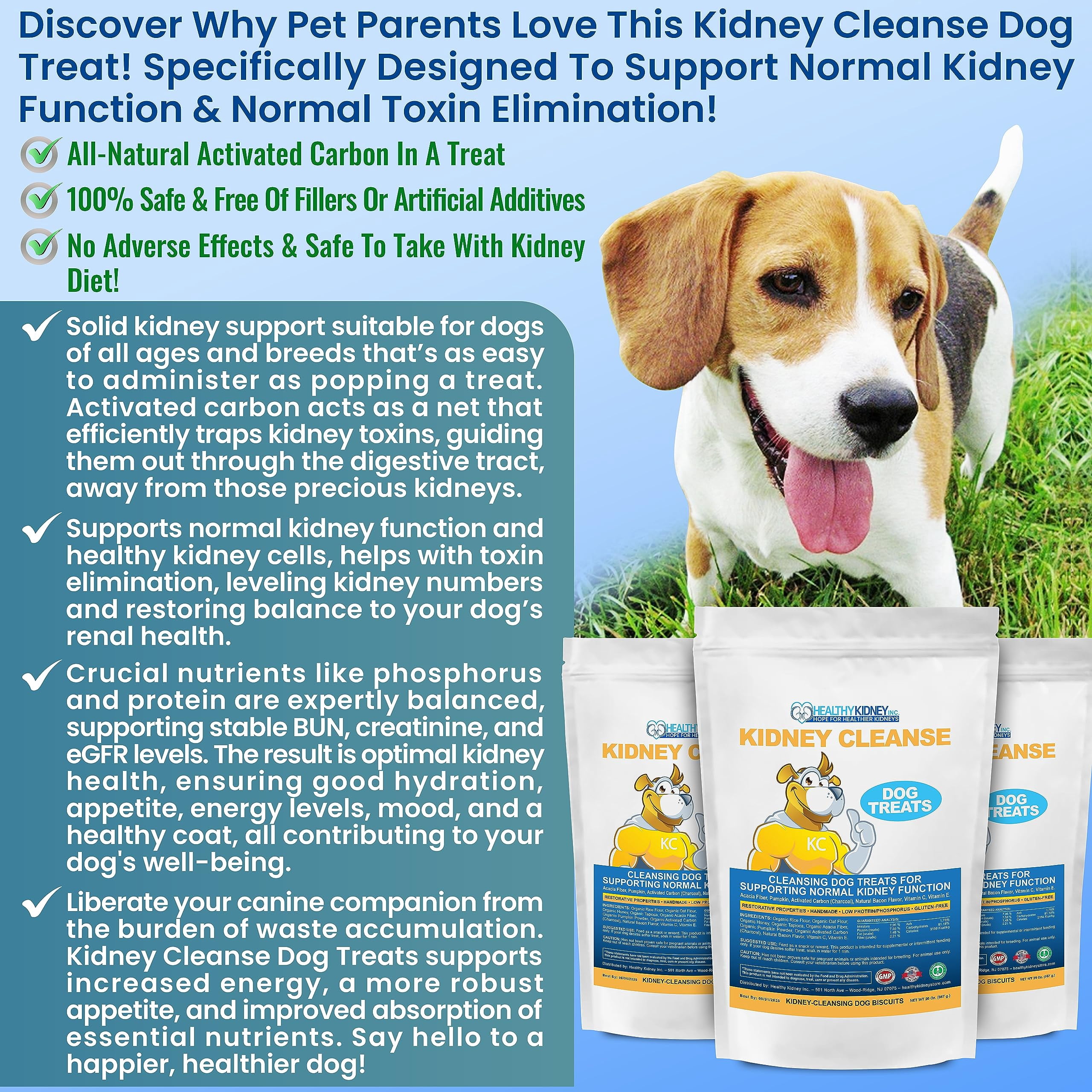 Kidney Cleanse Dog Treats 20oz - Renal & Toxin Elimination, Low-Protein, Vitamin-Enriched