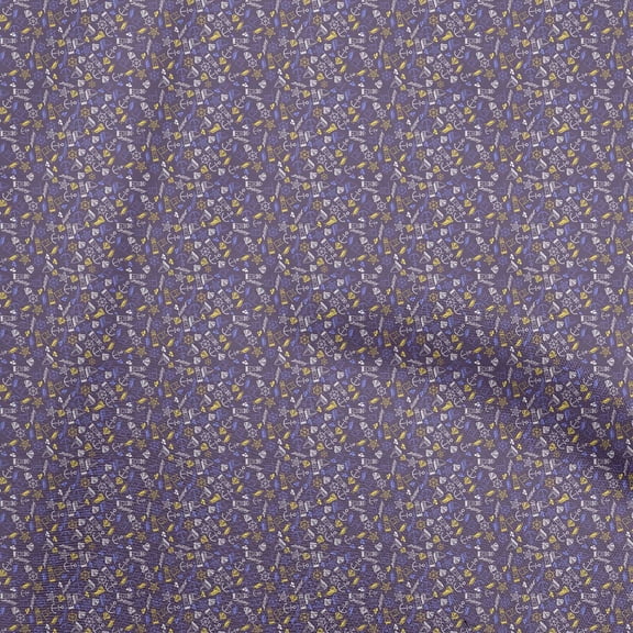 oneOone Velvet Violet Fabric Nautical Sewing Material Print Fabric By The Yard 58 Inch Wide