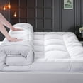 thumbnail image 2 of Pillow Top Mattress Topper Cooling King, Extra Thick Mattress Topper 1000 GSM Down Alternative, Cotton Soft Plush Bed Topper 8-24" Deep Pocket(white), 2 of 18