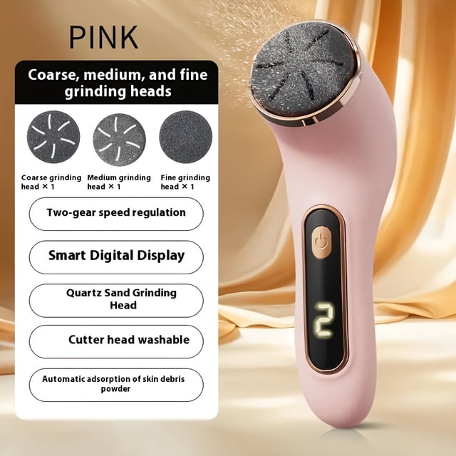 Rechargeable Electric Foot Polisher with 3 Replaceable Heads, USB Rechargeable & Waterproof, Portable Callus Remover for Thick Sole Calluses