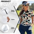 thumbnail image 5 of COEQINE Short Sleeve Golf Shirts for Women Workout Lightweight Golf Tops Daisy Floral and Cow Spot Print Moisture Wicking Polo Shirts Pullover 1/4 Zip Athletic Tops, XS, 5 of 7