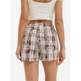 thumbnail image 2 of Womens Low Waisted Plaid Print Pajama Lounge Pants Elastic Cute Button Shorts, 2 of 6