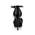 thumbnail image 2 of BLISSFUL STEP Women's Satin Knot Platform Stiletto Heel Sandals Black 10, 2 of 7