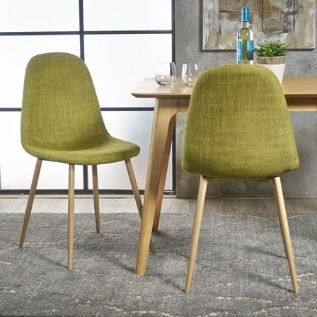 Noble House Rheena Indoor Mid Century Modern Fabric Dining Chairs, Set of 2, Green