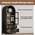 thumbnail image 5 of LUMAMIN Arched Pantry Cabinet, 71" Farmhouse Kitchen Pantry Storage Cabinet with 2 Hidden Drawer, Door Shelves, Adjustable Shelves & Glass Door, Black, 5 of 10