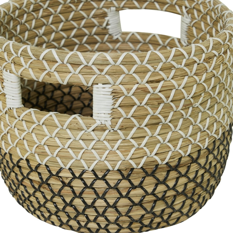 CosmoLiving by Cosmopolitan Traditional Seagrass Storage Basket - Set of 2, Dark Brown