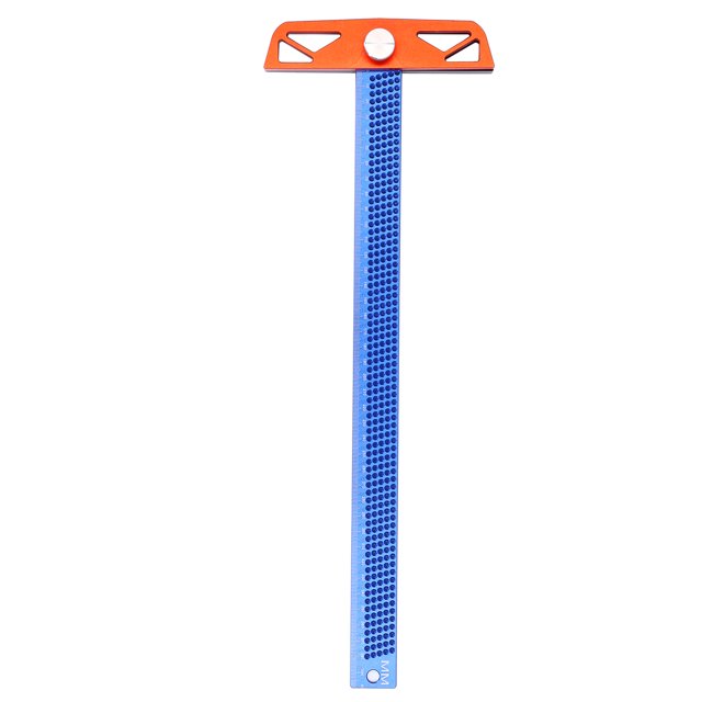 Uadme Regla de Marcado, Regla Tipo T Material de aleación de Aluminio 2 Tablero Trasero 2 Longitudes utilizables Herramienta de carpintería de Marcado Flexible Ajustable Azul(380 mm/15,0 Pulgadas)