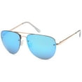 thumbnail image 6 of SUN LOUNGER Women's Oversized Metal Frame Classic Aviator Sunglasses with Spring Hinges - Mirror Blue Lens on Gold Frame, 6 of 8