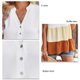 thumbnail image 2 of Top de verano para mujer, manga corta, cuello en V, botón frontal, bloque de color, dobladillo con volantes, Top para mujer naranja M, 2 of 8