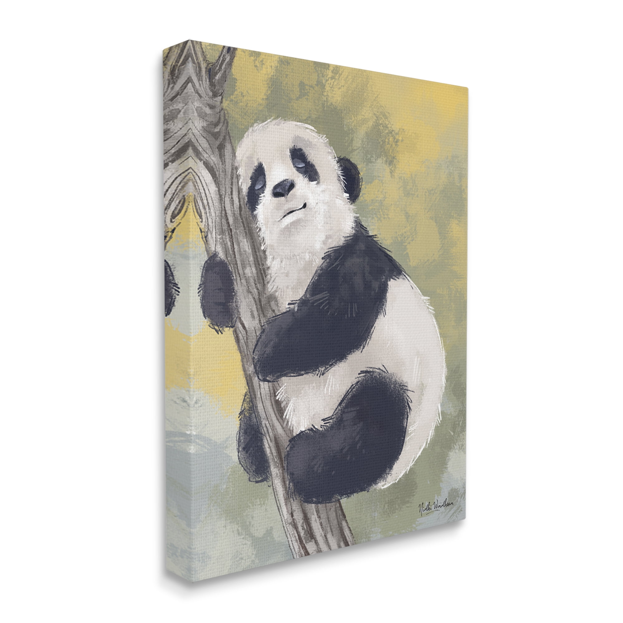 Stupell Industries Panda Cub on Branch Animals & Insects Painting Gallery Wrapped Canvas Print Wall Art, 36 x 48