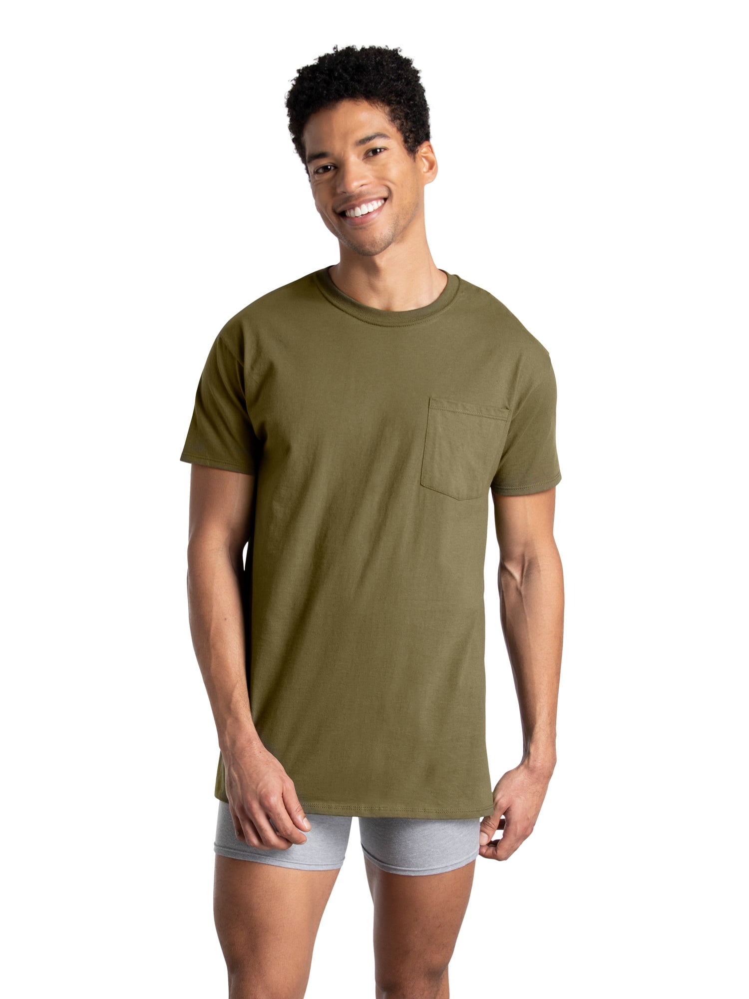 fruit of the loom men's pocket crew neck t shirt