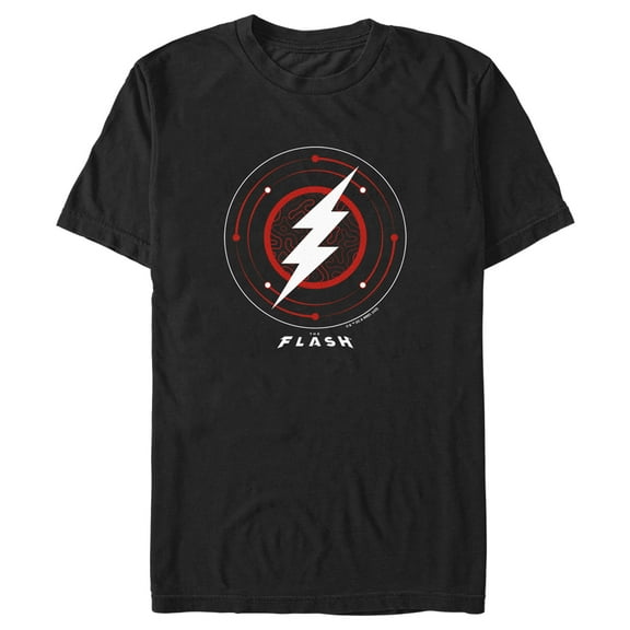 Men's The Flash White Lightning Bolt Stamp Graphic Tee Black Medium