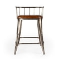 thumbnail image 3 of Pemberly Row Contemporary Iron & Leather Counter Stool - Brown, 3 of 3