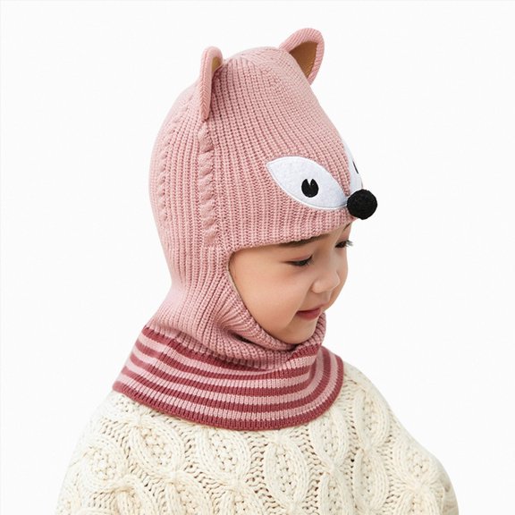 Beanie Knit Hats Toddler Winter Hat Baby Warm Hat Fleece Lined Girls Boys Kids Cartoon Winter Hat Scarf Earflap Hood Skullss Caps