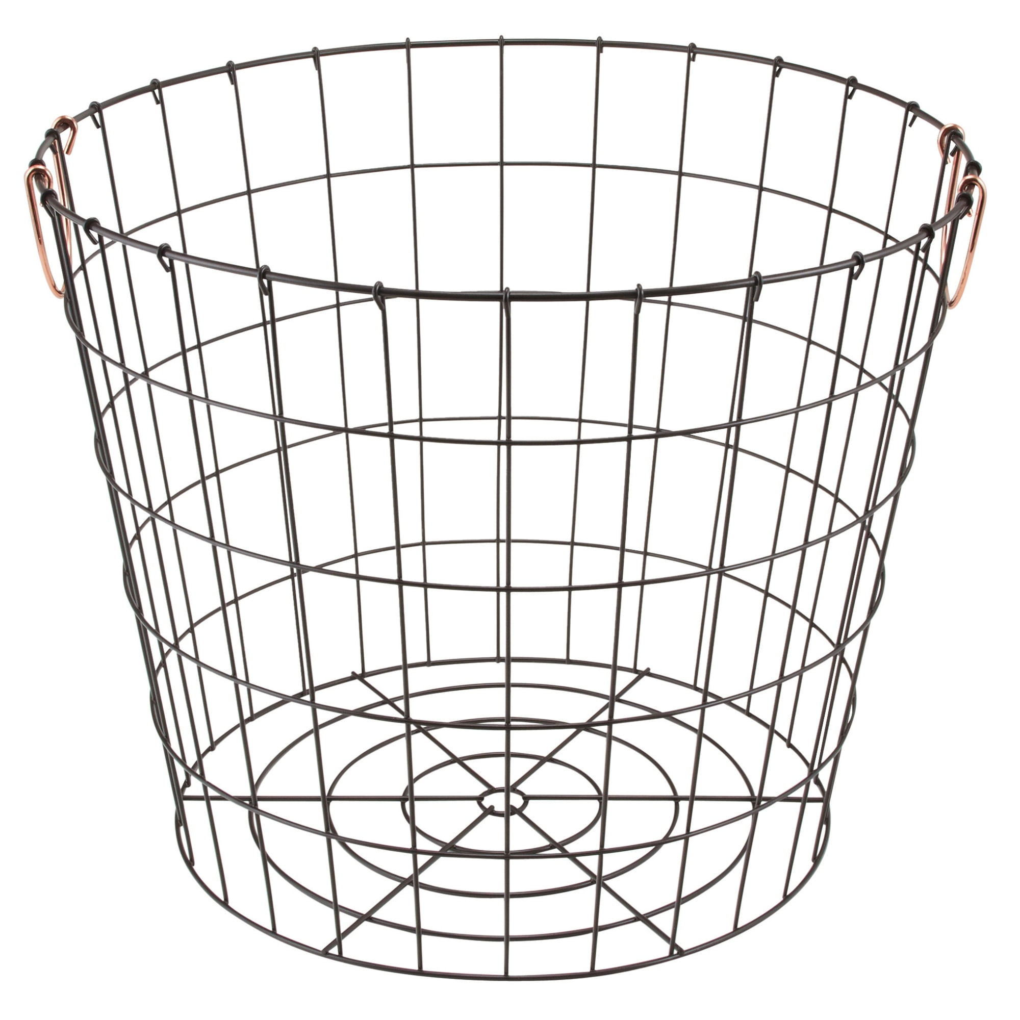 Realspace® Round Metal Wire Basket With Handles, Large Size, Black