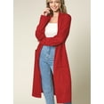 thumbnail image 2 of Made by Johnny Women's Casual Cozy Braided Open Front Long Pocket Cardigan Sweater L RED, 2 of 6