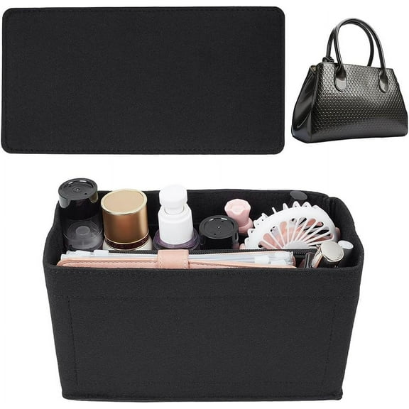 Felt Tote Bag Insert Organizer Felt Handbag Organizer Multiple Compartments Toiletry Bag Insert Interior Shaper Detachable Rectangle Bag In Bag for Speedy 30 Neverfull PM Black Black 1set