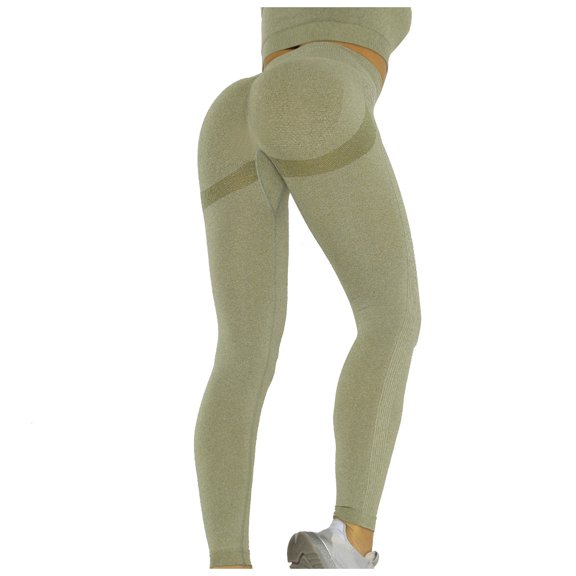 Riforla Womens Leggings Solid Stretchy Yoga Fitness High Waist Seamless Lifting Running Full Length Color Women Tights Army Green XL