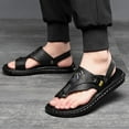 thumbnail image 2 of Dakaela Mens Sandals Indoor Outdoor Beach Flip Flop Casual Thong Leather Slip on Two Uses Strap Slippers, 2 of 8